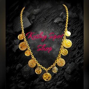 Vintage Signed PREMIER DESIGNS PD GOLD COINS 🏆⭐️💛✨ Charm Necklace NWOT✨⭐️🏆